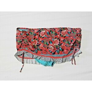 Profile Blush Swimsuit Bikini Bottom Skirt Size Large Coral Flower Multi Cinched